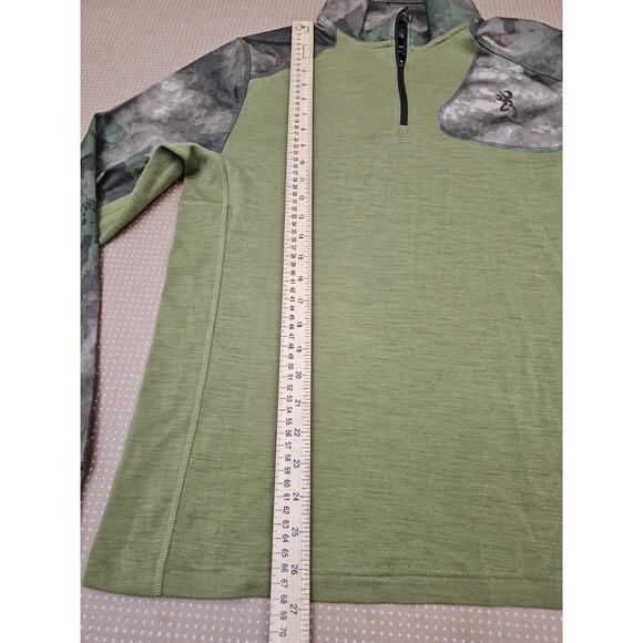 Browning Sweater Pullover Mens Large Camo Wool Blend Speed Thumbholes Hunting - Picture 7 of 9
